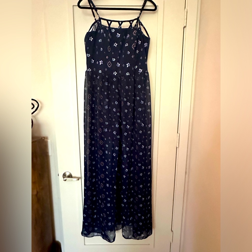 No Boundaries spaghetti strap romper w/long sleek material to the floor- XXL